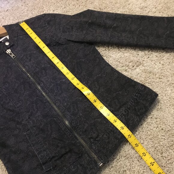 Kenneth Cole Reaction Cotton Paisley & Lace Print Moto Jacket - Picture 15 of 16